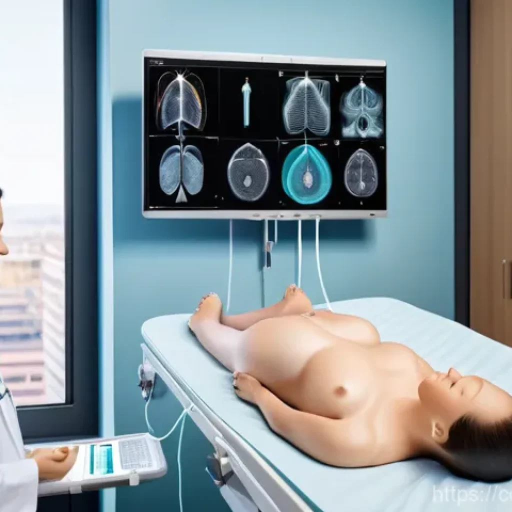 딥러닝을 활용한 이미지 인식 - **Prompt 1: AI-Powered Wireless Ultrasound for Medical Diagnosis**
A bright, clean medical exami...